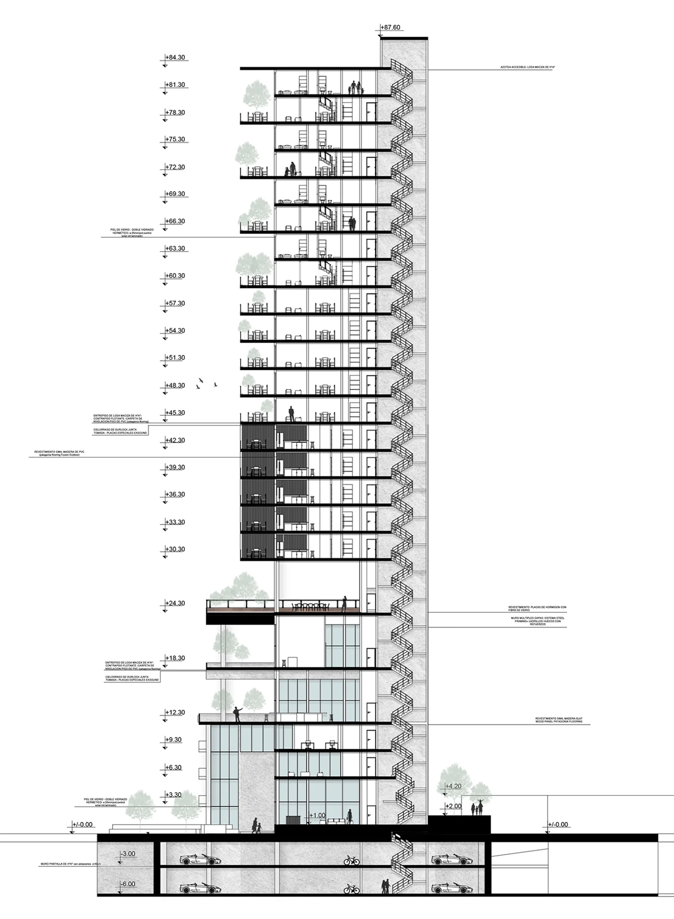 Corte longitudinal — escala 1:200